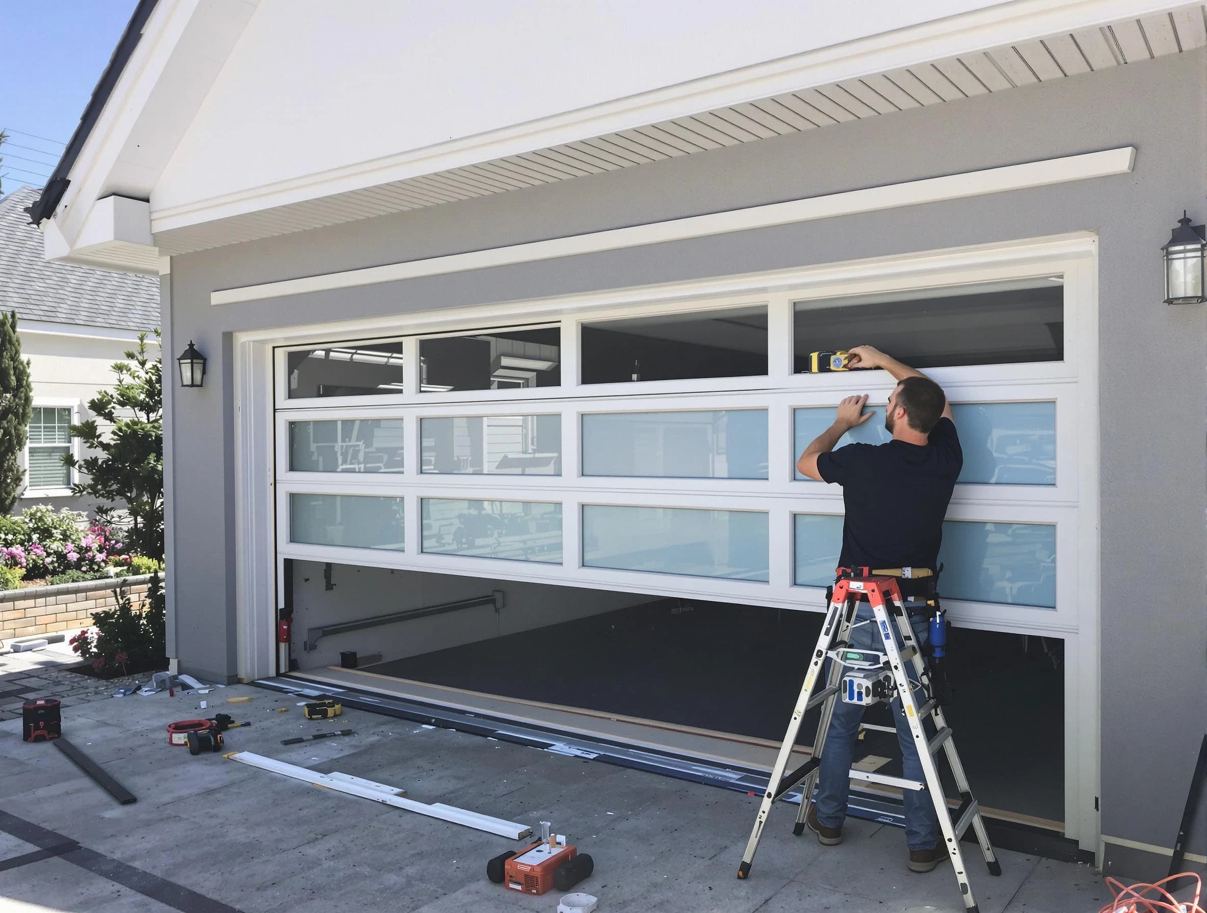 Edgewater Garage Door Repair team performing garage door replacement in Edgewater