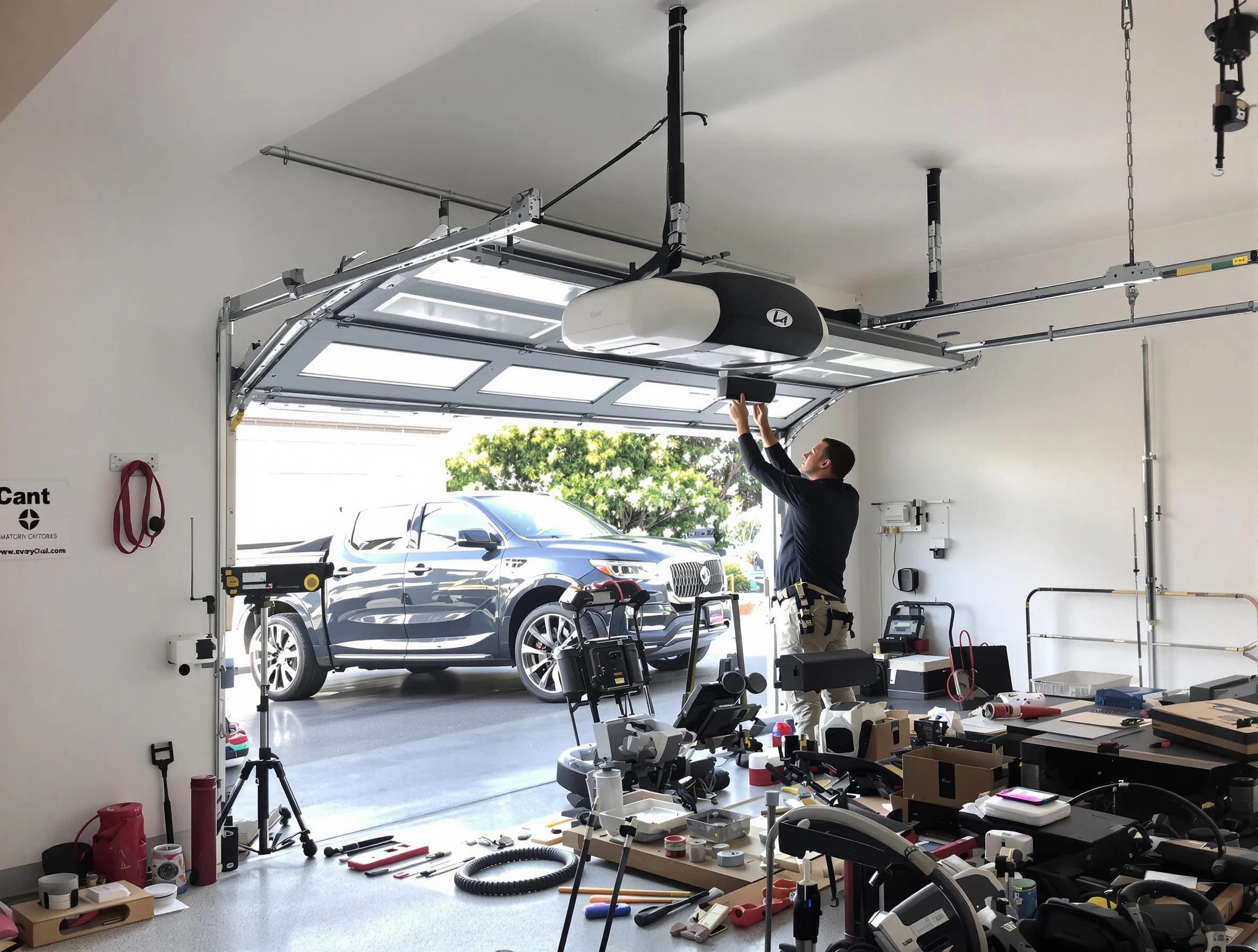 Edgewater Garage Door Repair specialist installing smart garage door opener system in Edgewater home