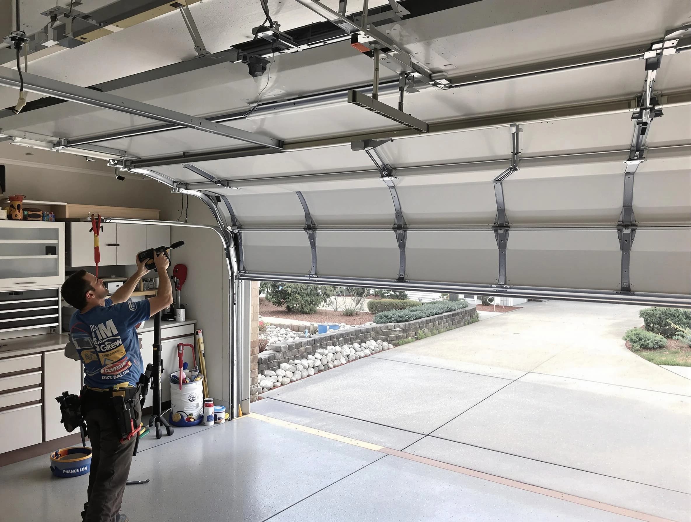 Garage door track repair service by Edgewater Garage Door Repair in Edgewater