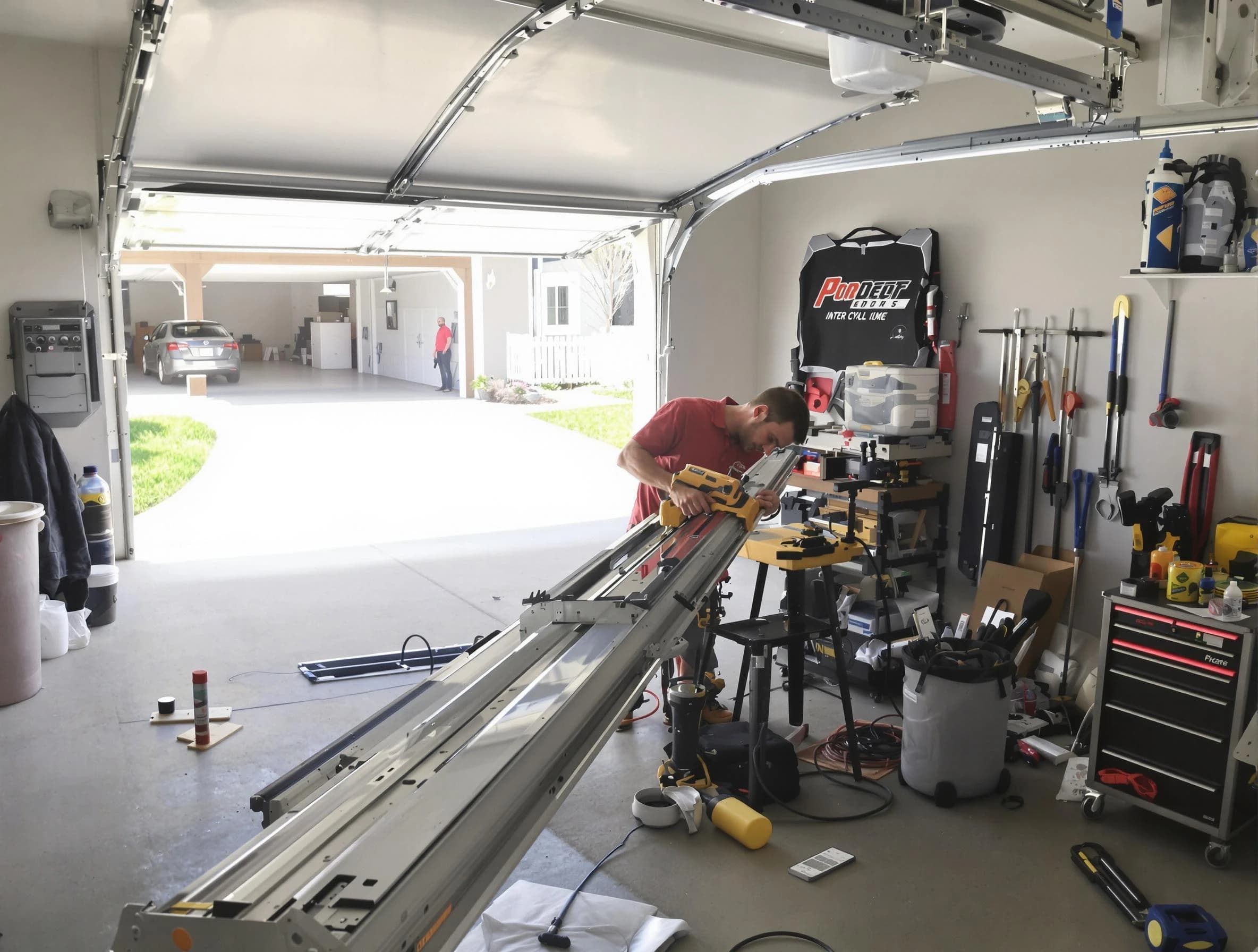 Edgewater Garage Door Repair expert performing track repair in Edgewater