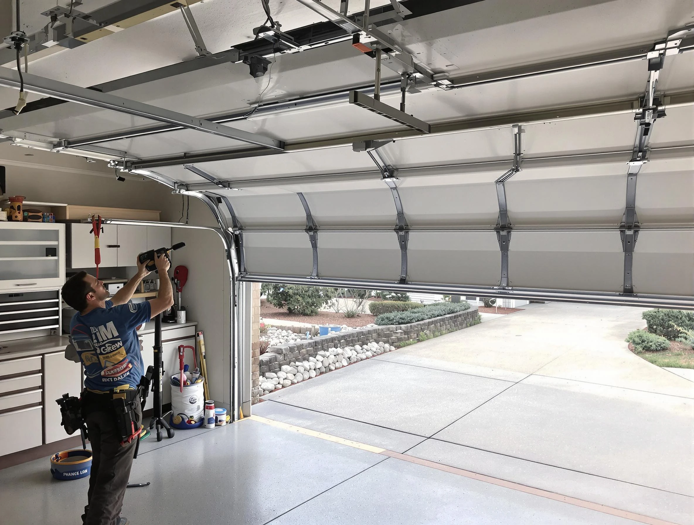 Garage door track repair service by Edgewater Garage Door Repair in Edgewater